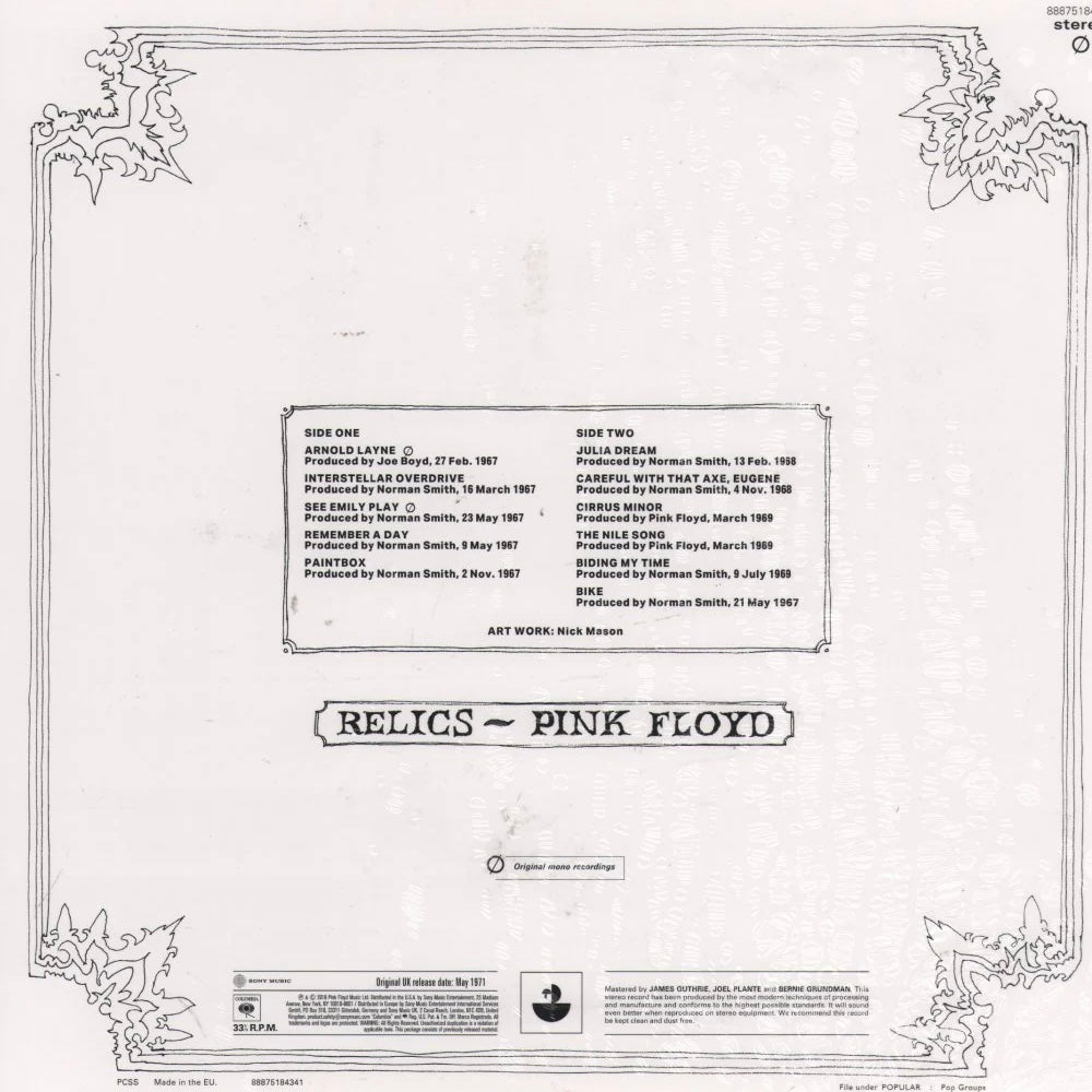 PINK FLOYD Relics - 180G Vinyl LP - Album