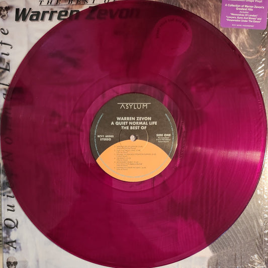 WARREN ZEVON A Quiet Normal Life: The Best Of Warren Zevon - Limited Edition Translucent Grape Vinyl LP - Compilation