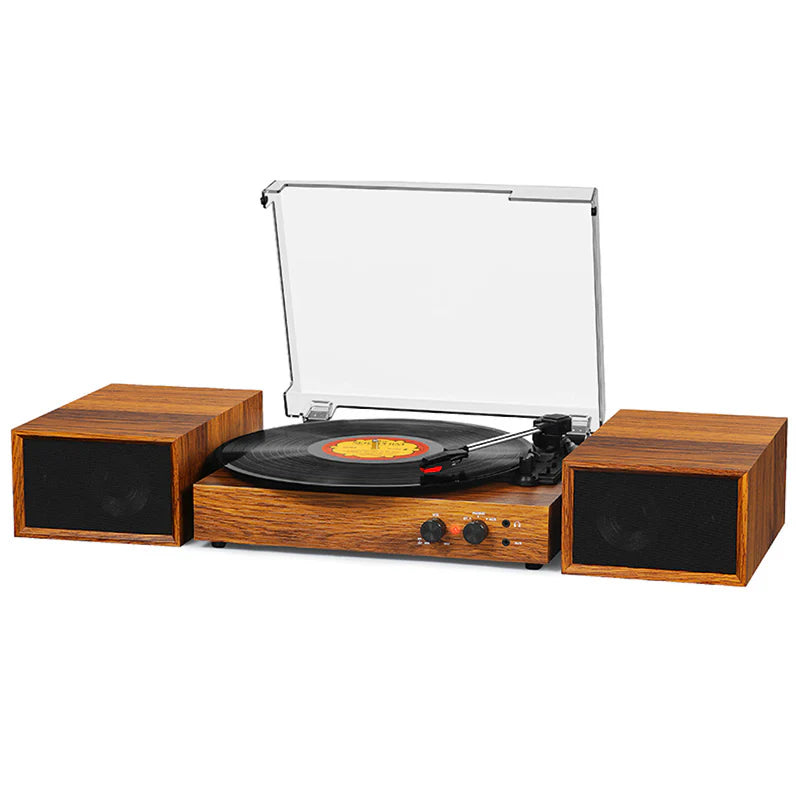 Harrow Bluetooth Record Player with Speakers - Steepletone - Dark Wood