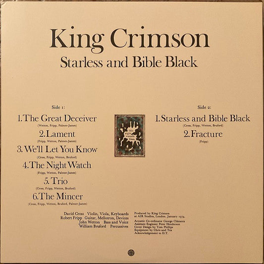 KING CRIMSON Starless And Bible Black - 40th Anniversary Limited Edition 200G Vinyl LP - Album