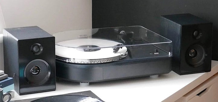 Camden Bluetooth Turntable with Bookshelf Speakers - Steepletone - Black Ash Wood