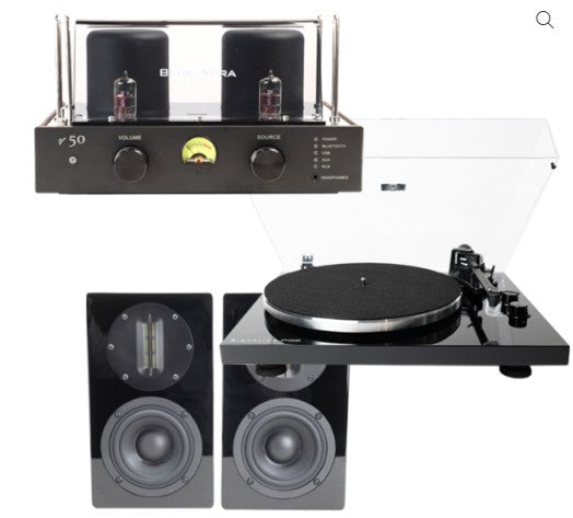 Blue Aura V50 Home Audio System - Premium Edition with Valve Amp - Turntable - Speakers - Bluetooth