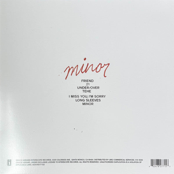 GRACIE ABRAMS Minor - 5th Anniversary Red Vinyl - EP