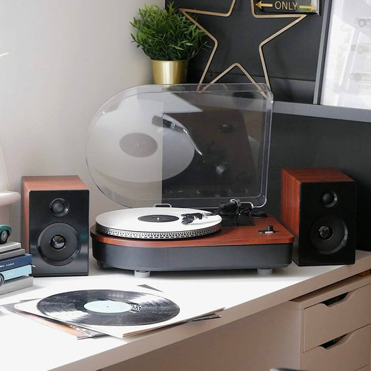 Camden XP Record Player With Bookshelf Speakers And Bluetooth - Steepletone - Dark Wood