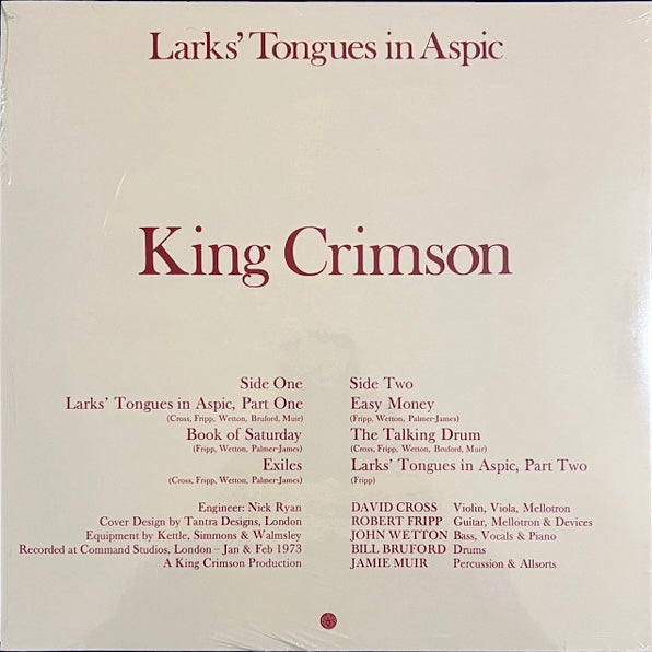 KING CRIMSON Lark’s Tongues In Aspic - 40th Anniversary 200G Vinyl LP - Album