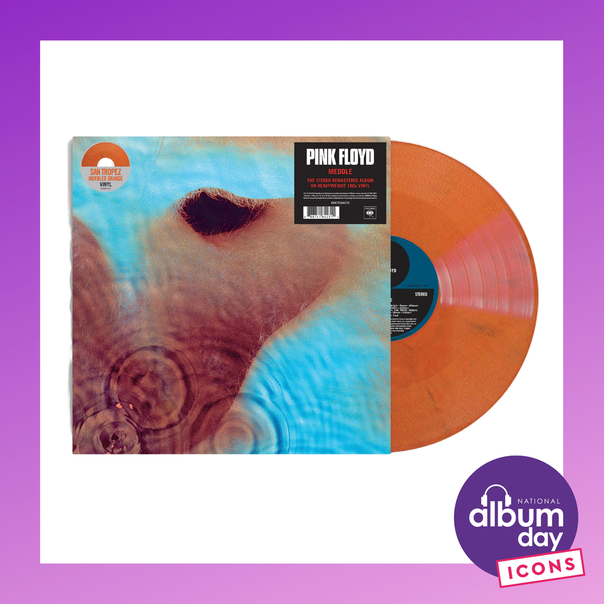 PINK FLOYD Meddle (National Album Day 2026) - 180G San Tropez Marbled Orange Vinyl LP - Album