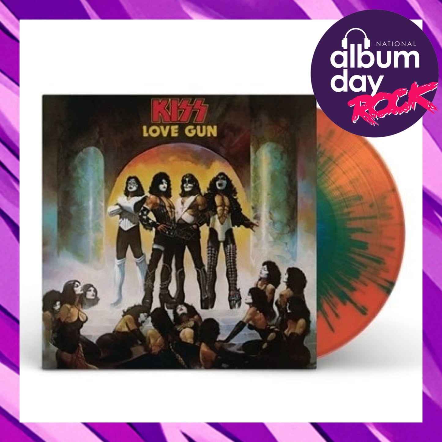 KISS Love Gun (National Album Day 2025) - Limited Edition Tangerine And Aqua Splatter Vinyl LP - Album