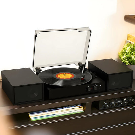 Harrow Bluetooth Record Player with Speakers - Steepletone - Black