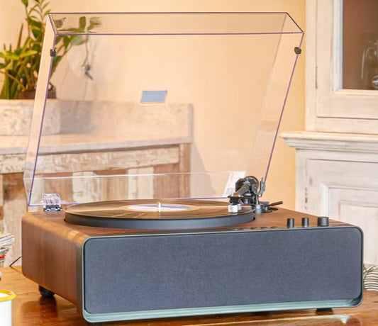 Richmond Bluetooth Turntable with Built-in Speakers Steepletone Brown Wood