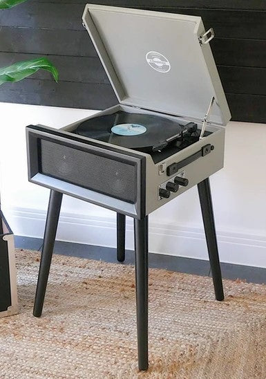 Grey Retro style record player with Bluetooth and built in speakers Steepletone SRP1R XP